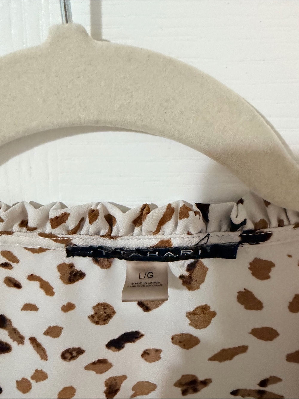 Tahari Animal Print Blouse with Ruffled Sleeves - Picture 3 of 6